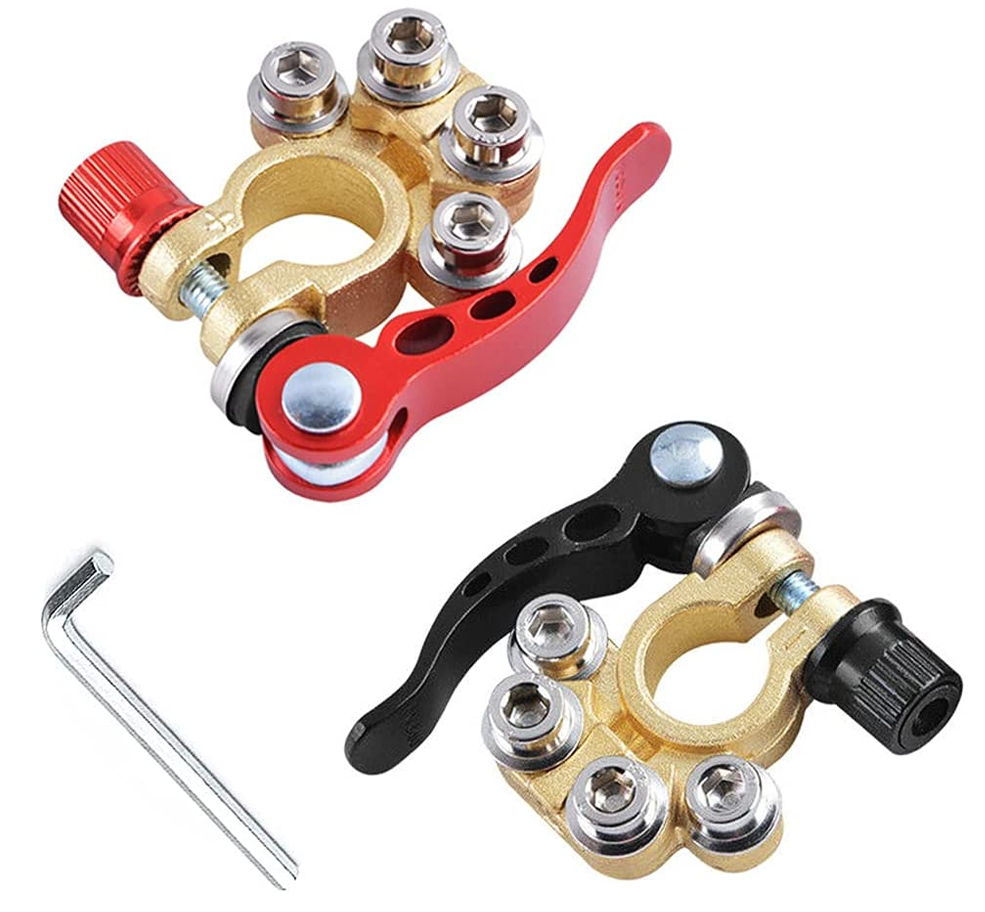 2 PAIR 4 Way Quick Release Disconnect Car Battery Terminal Clamp Connectors USA