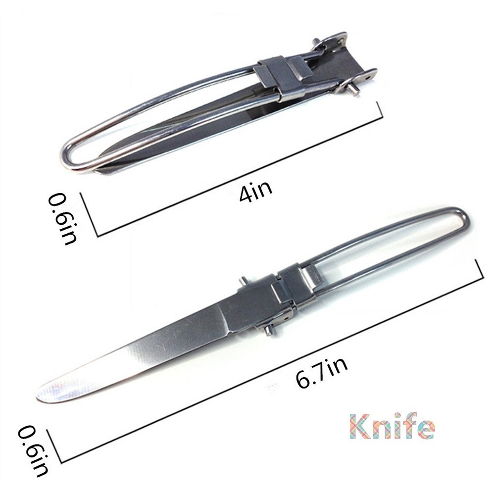 Stainless Steel 3Pcs Folding Camping Picnic Cutlery Utensil Set Spoon Fork Knife