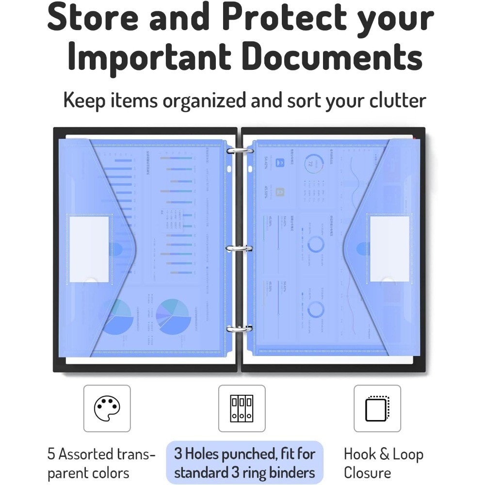 Heavy Duty Plastic Binder Pocket Folders 10 Pack Side Load Pockets Secure