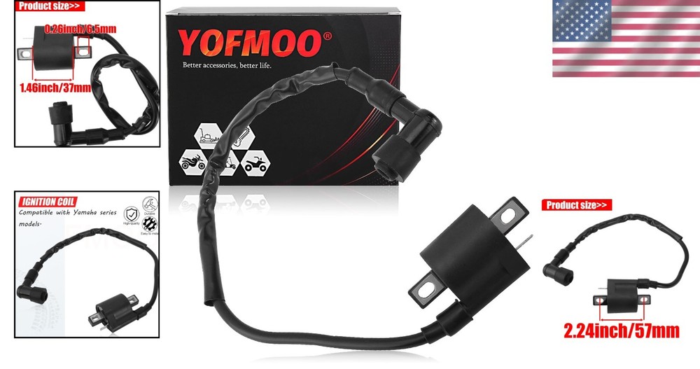 Yamaha ATV Ignition Coil Compatible with Bear Tracker, Warrior, Raptor - Durable