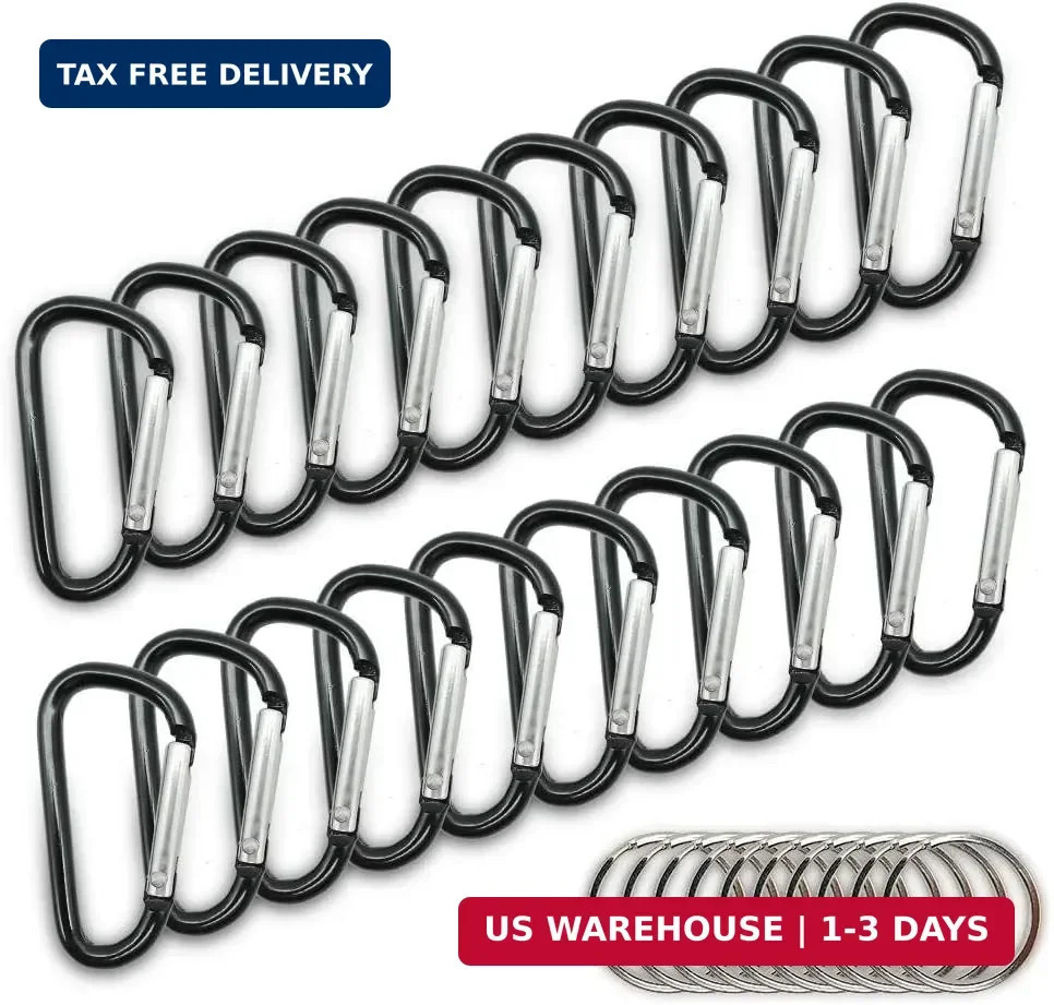 20 PCS Small Carabiner Clips Spring Snap Keychains Hooks  Aluminum Ring
