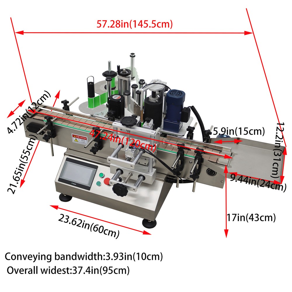 Desktop Automatic Round Bottle Label Applicator with Chain Plate Conveyor 110V