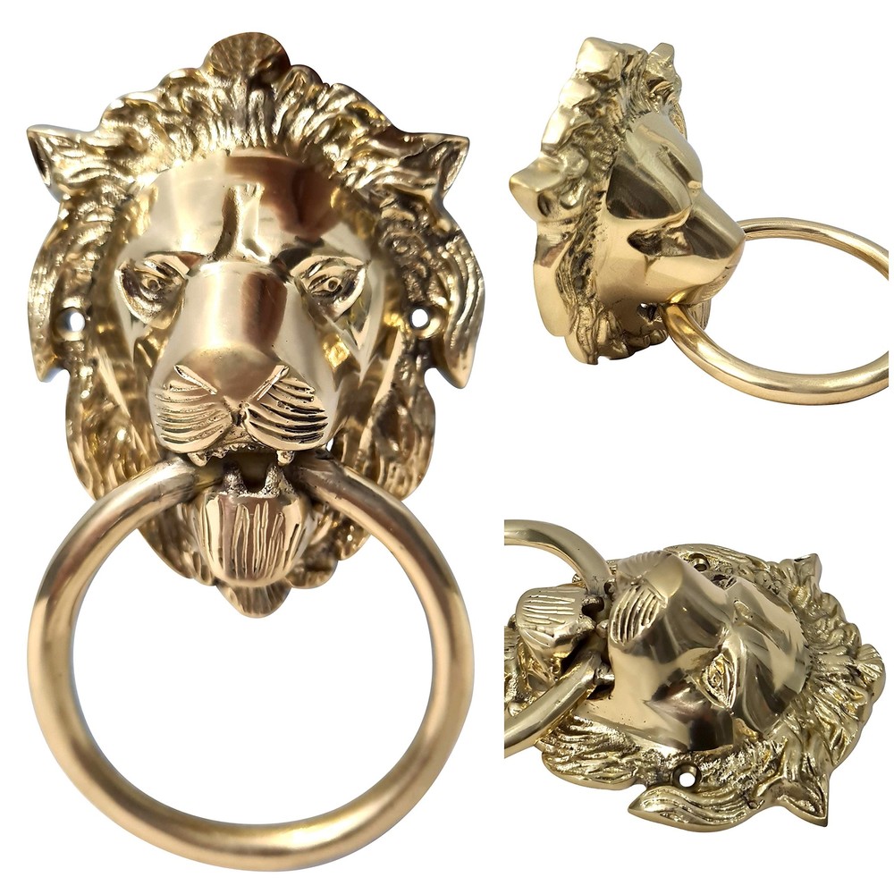 Authentic Brass Lion Door & Gate Knocker Handle Pull Door Accessories Home Decor