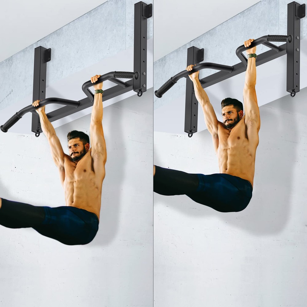 32" Ceiling Mounted Pull Up Bar - Heavy Duty, Highly Adjustable, Multifunctio...
