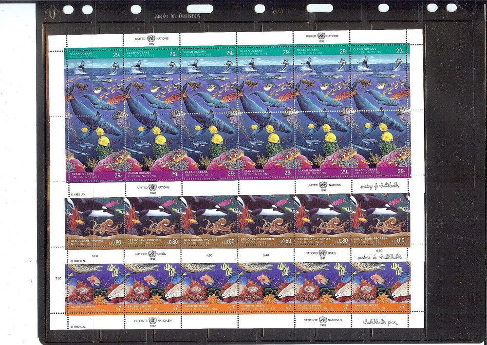 1992  Clean Oceans Sheets(All Three Offices) MNH Catalog $34
