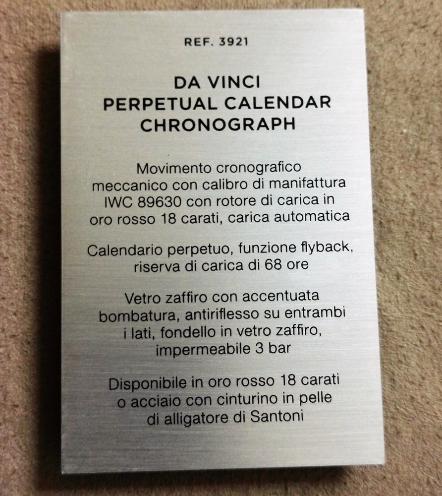 IWC Display Ref.3921 Da Vinci Perpetual Calendar Chronograph