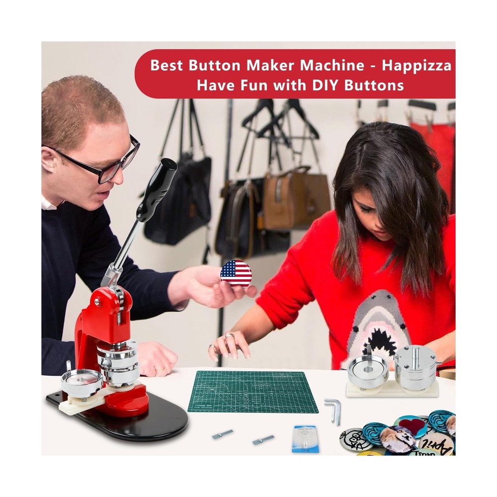 Happizza Button Maker Machine Multiple Sizes - Button Pin Maker 2.25 inch+3 i...