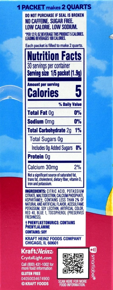 4 12-Quart Boxes Crystal Light Raspberry Lemonade Drink Mix