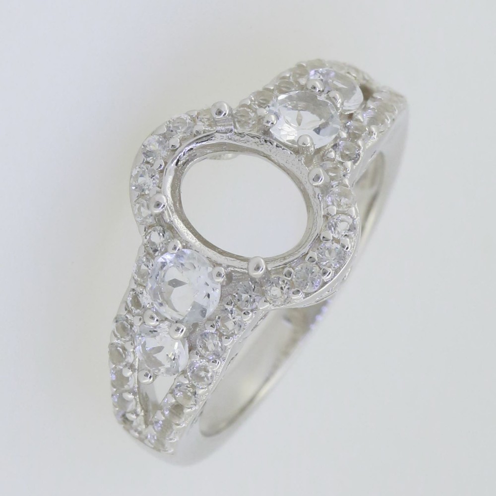 Sterling Silver Semi Mount Ring Setting Oval OV 9x7mm Topaz