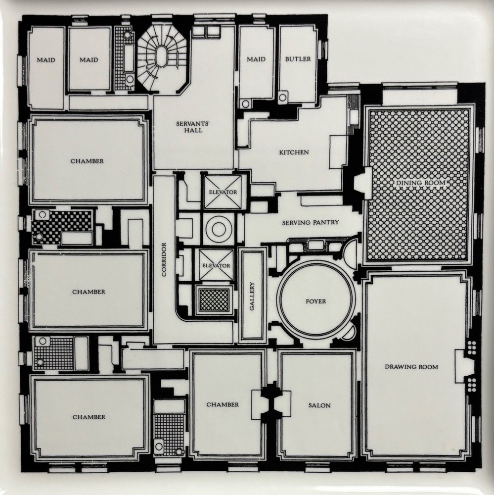 Fishs Eddy Black And White Floorplan Collection Large Square Serving Platter