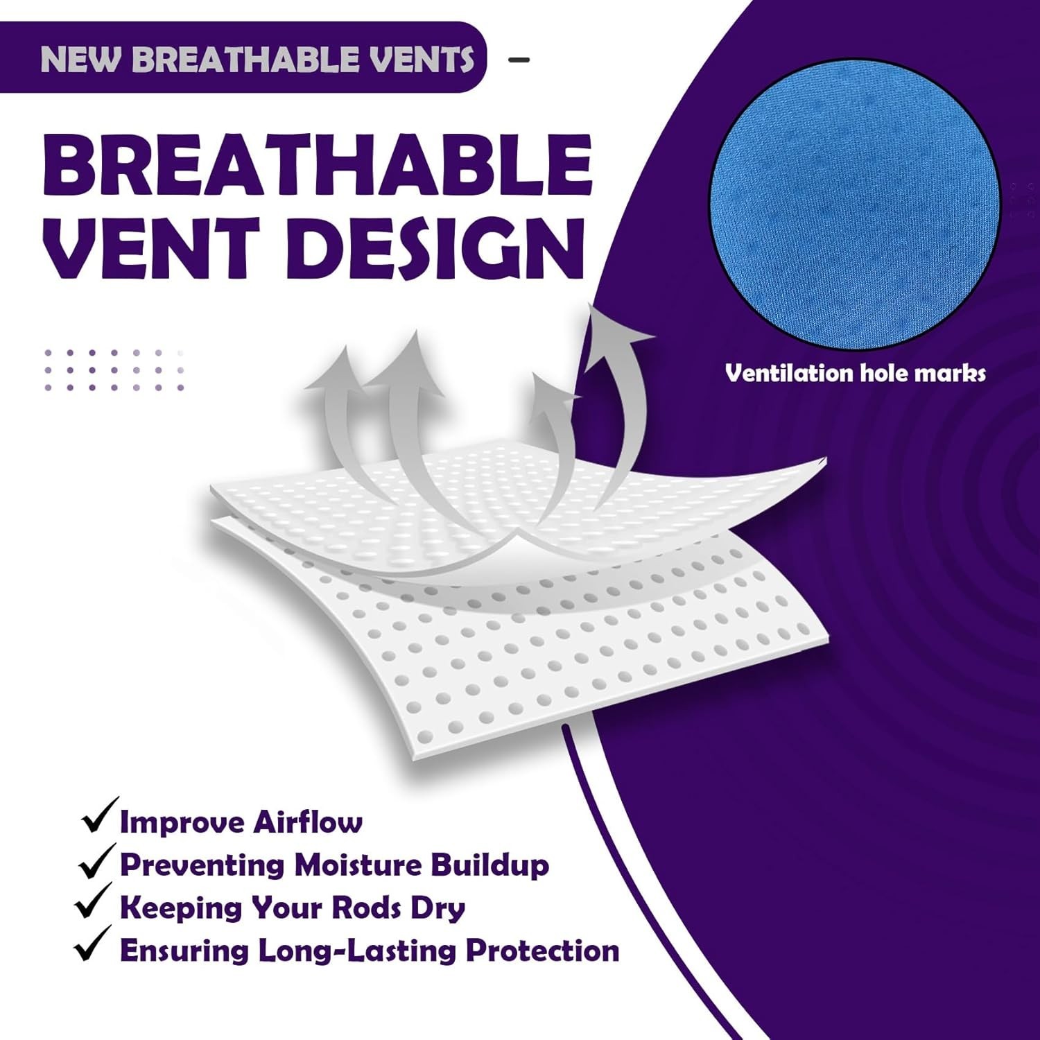 Neoprene Fishing Rod Sleeves Spinning Rod Sock Breathable Vent Snag Resistant...