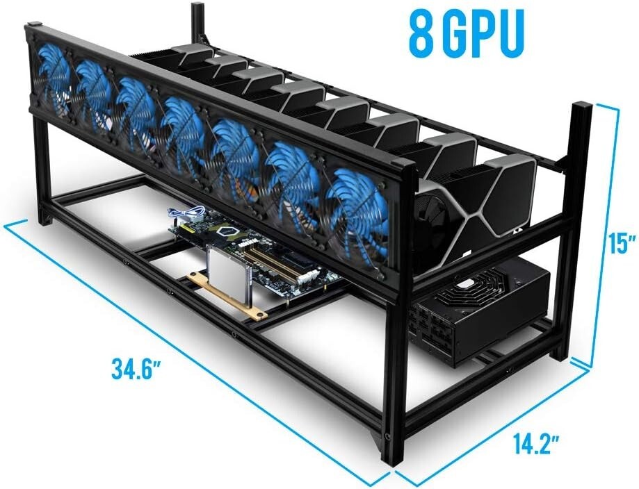 Kingwin Miner Rig Case W8 GPU Mining Stackable Frame Expert Crypto Mining