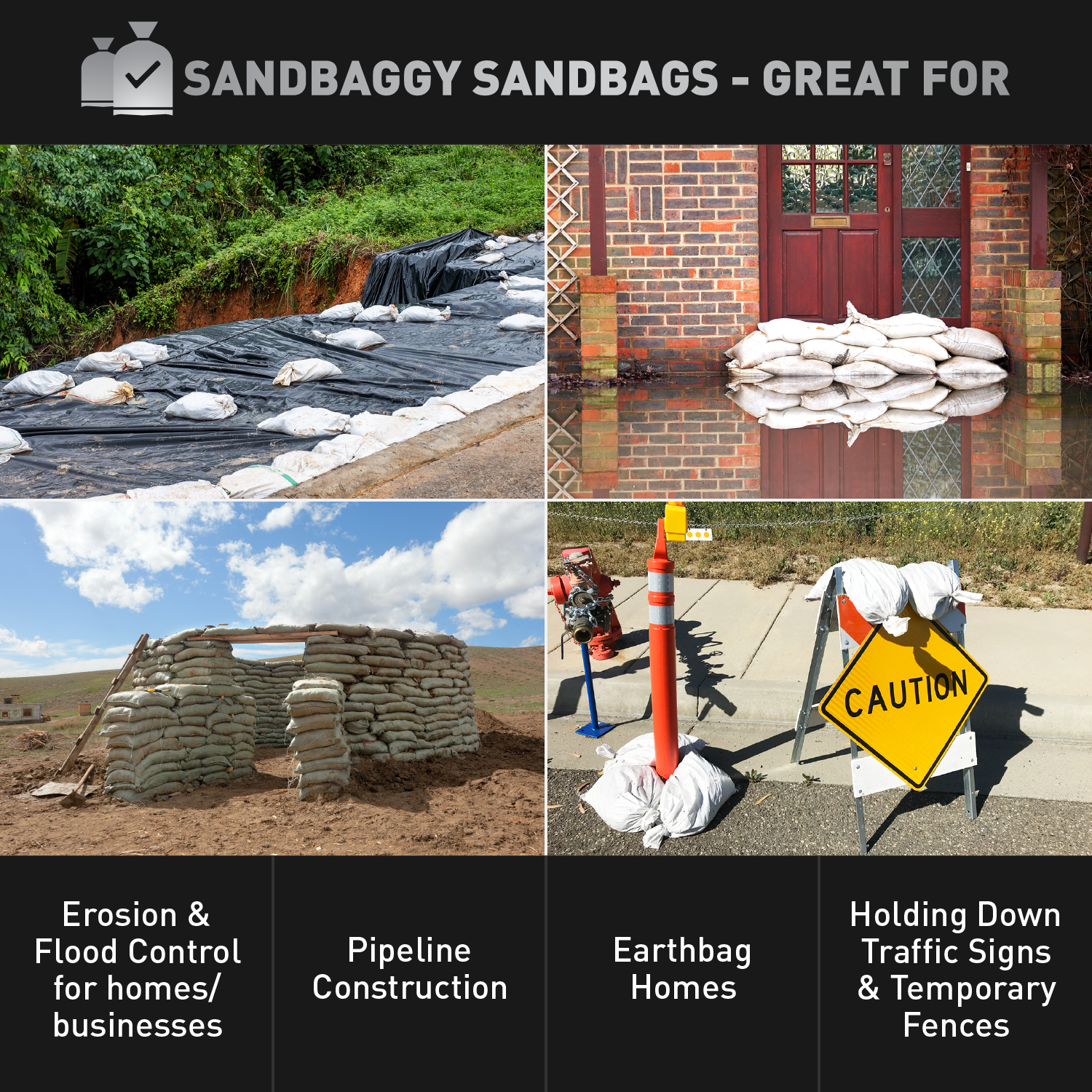 Sandbags - 500 White 18" x 30" - Sandbag Sand Bags Bag Poly by Sandbaggy