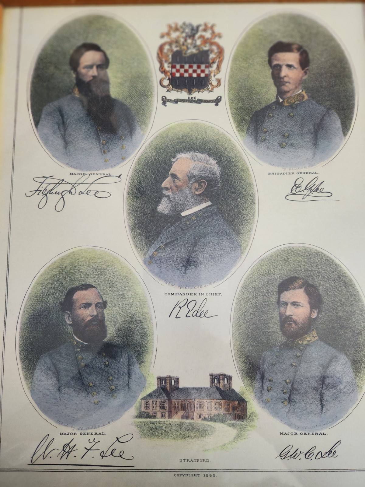 Gen. Robert E Lee & Military Family Members-Lithographic  Print Copyright 1898