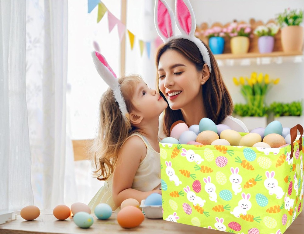 BOOHIT Rectangle Empty Easter Baskets Boy Large Toy Storage Bin Girls collaps...