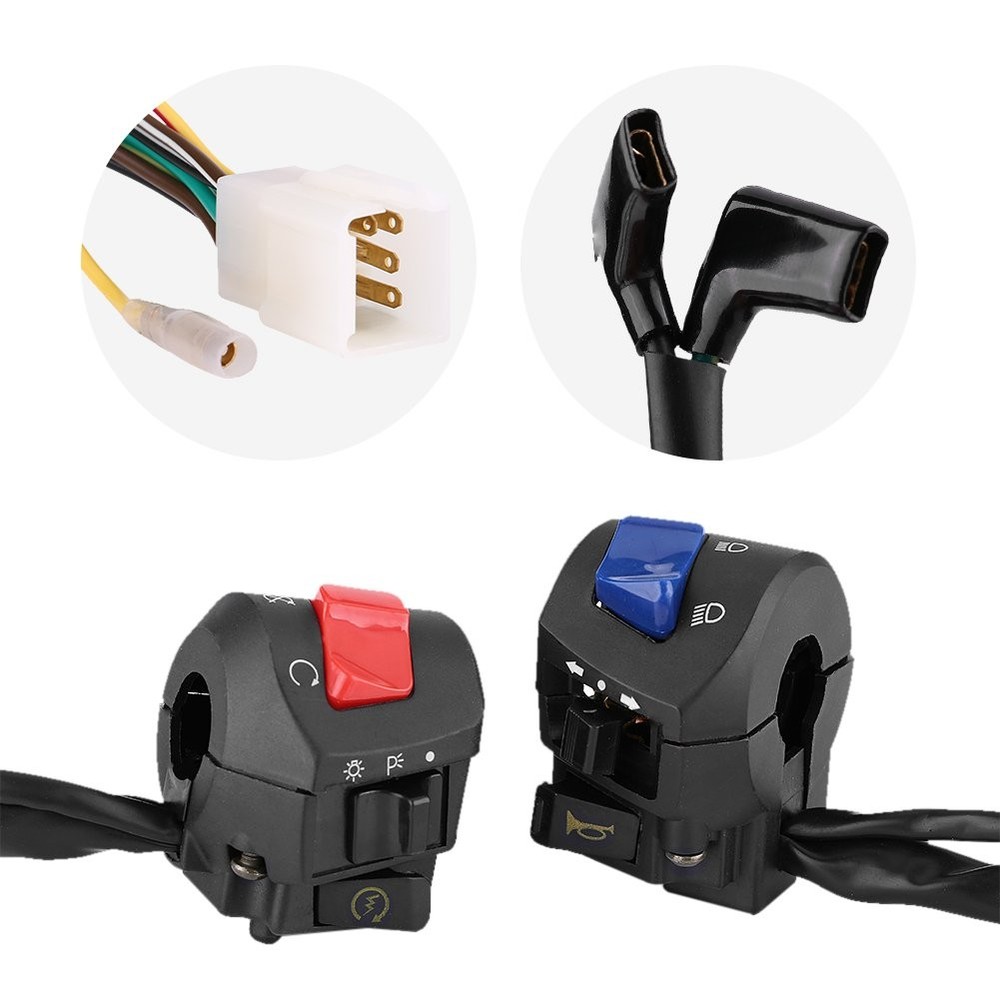 Qiilu 2Pcs Motorcycle Handlebar Switch Set – 7/8 Inch Push Button Black