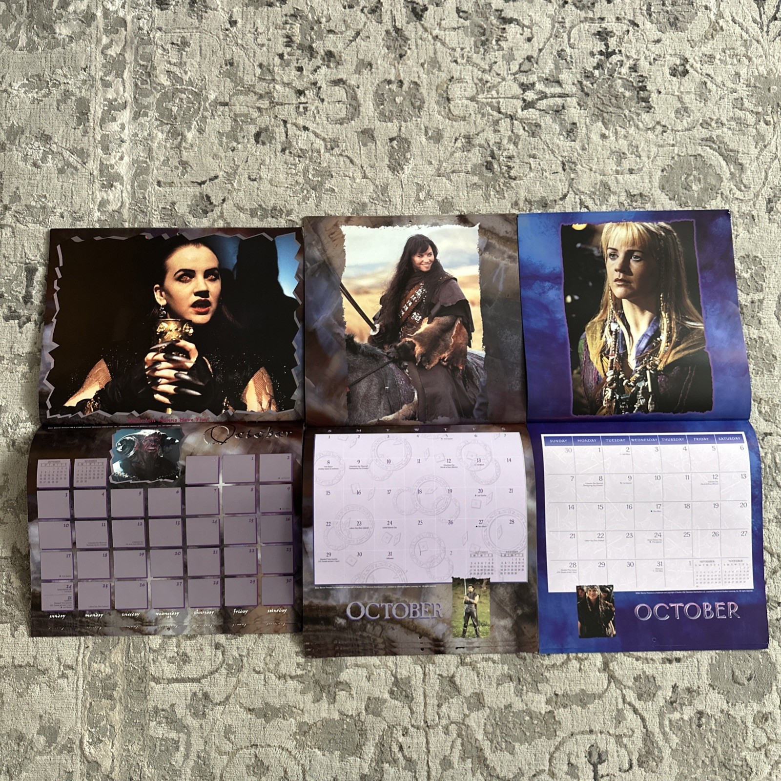 LOT X 3 - Xena Warrior Princess - Calendars 1999, 2000 and 2001 - Never used!