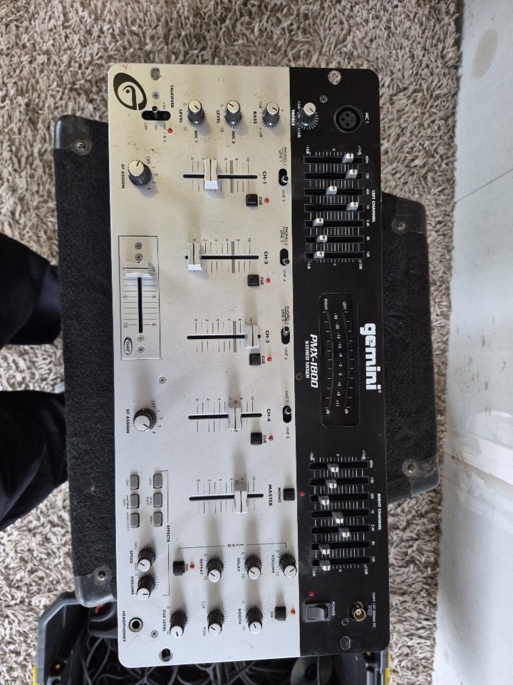 Gemini PMX-1800 4-Channel Analog DJ Mixer Tabletop Equalizer Auto BPM Echo Delay