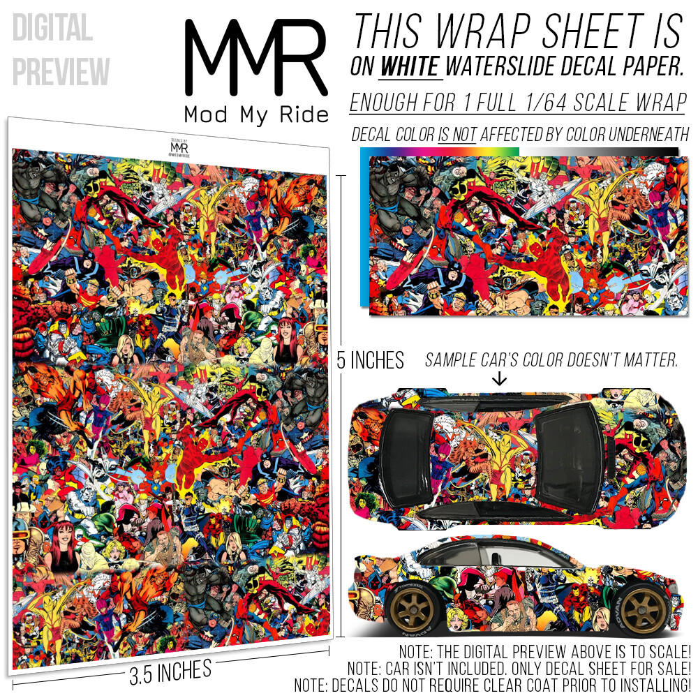 1/64 Scale WRAP Pattern Custom WaterSlide Decals for Hot