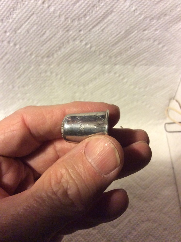 OLD SEWING-EARLY BRITE CUT ANTIQUE SILVER THIMBLE