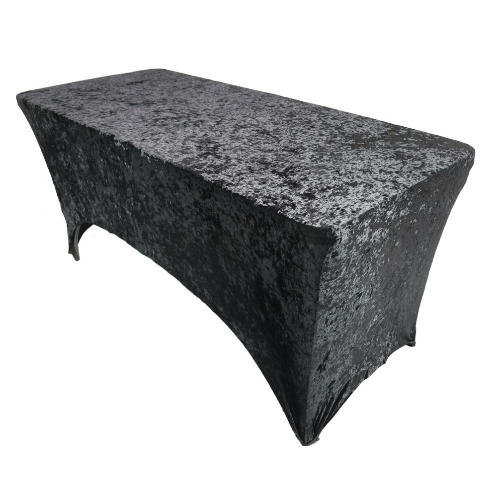 Velvet Folding 8ft Stretchy Modern Table Covers, Rectangular Fitted Tablecloths