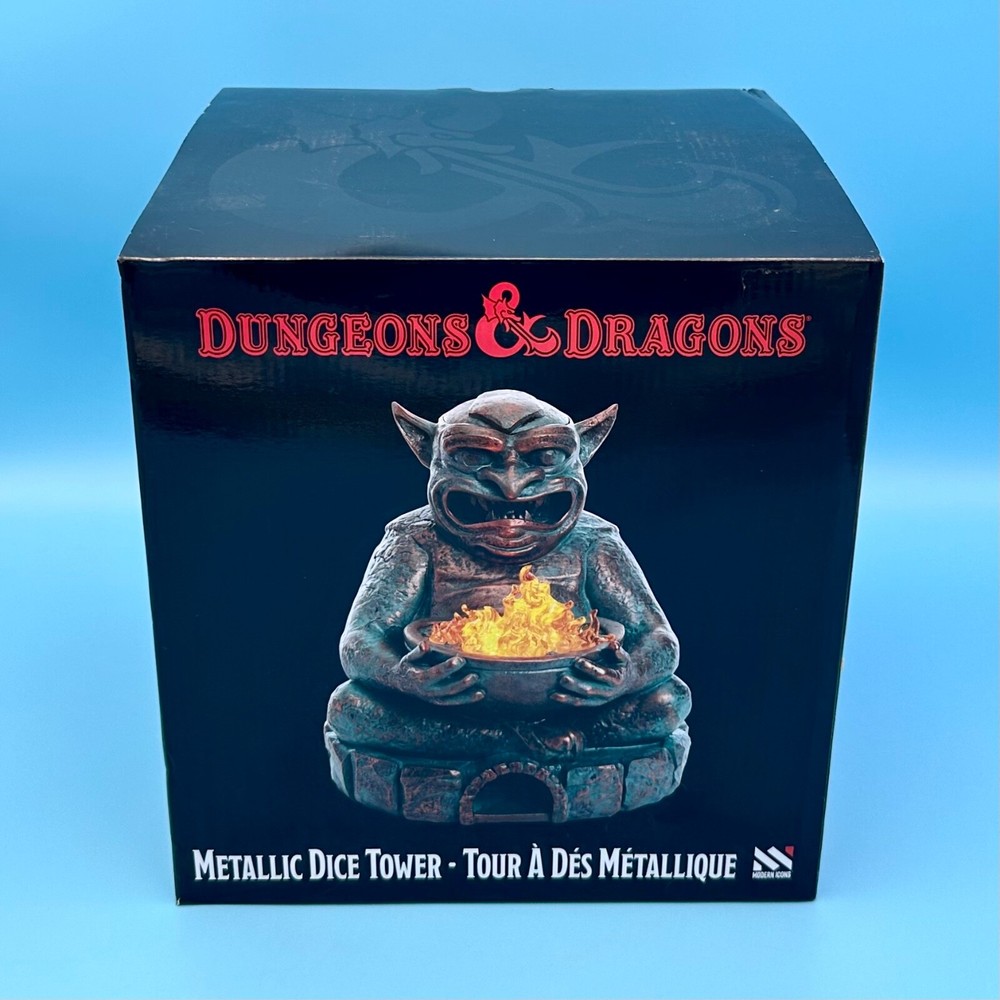 Dungeons & Dragons Demon Idol Metallic Bronze Statue Dice Tower Light Up Fire 8"