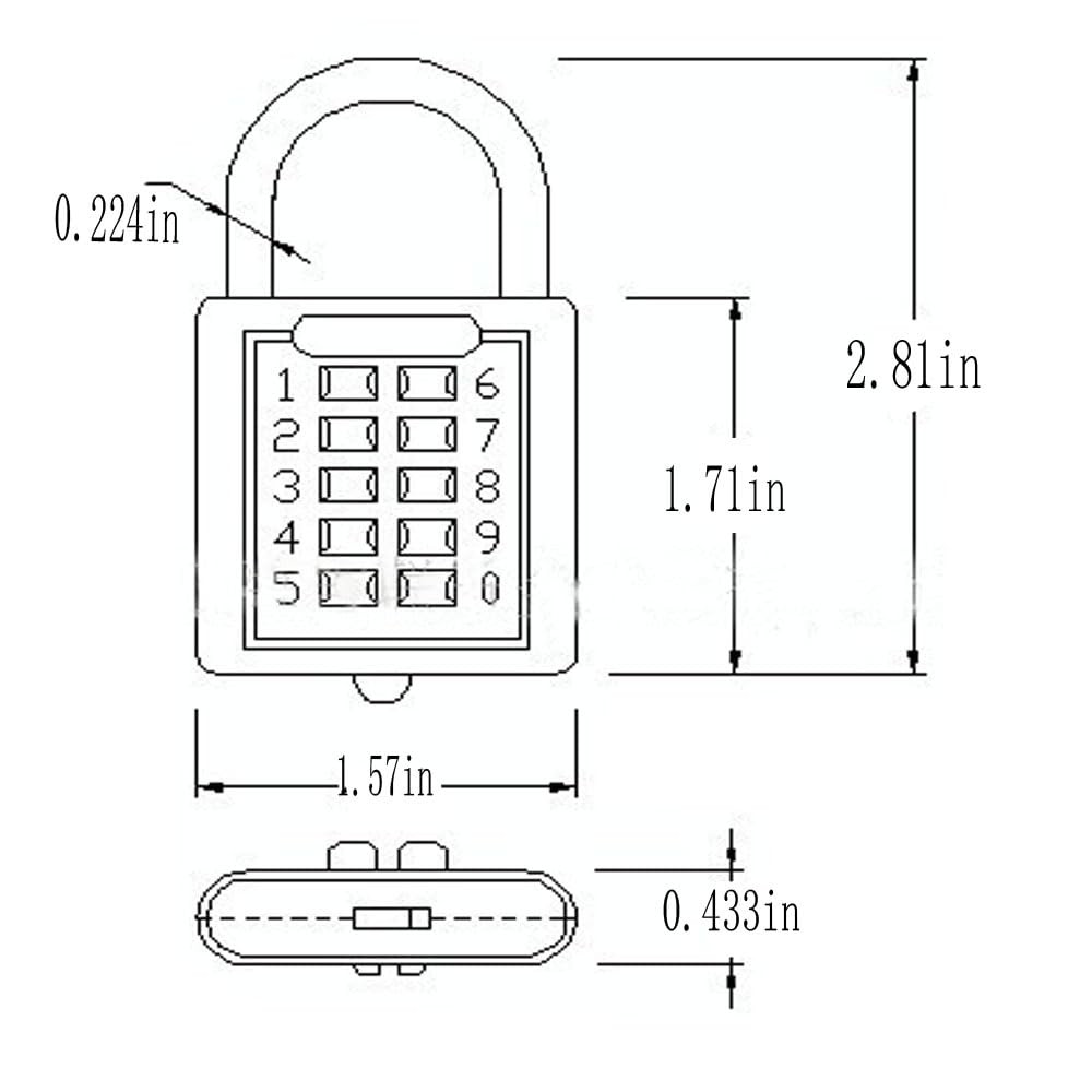 Mioni 10 Digit Push Button Combination 5 Digit Locking Mechanismblue bl