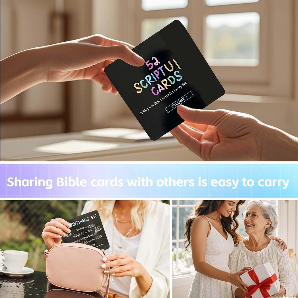 52 Scripture Cards with Stand - Weekly Bible Verses for Memory, Daily Devotio...