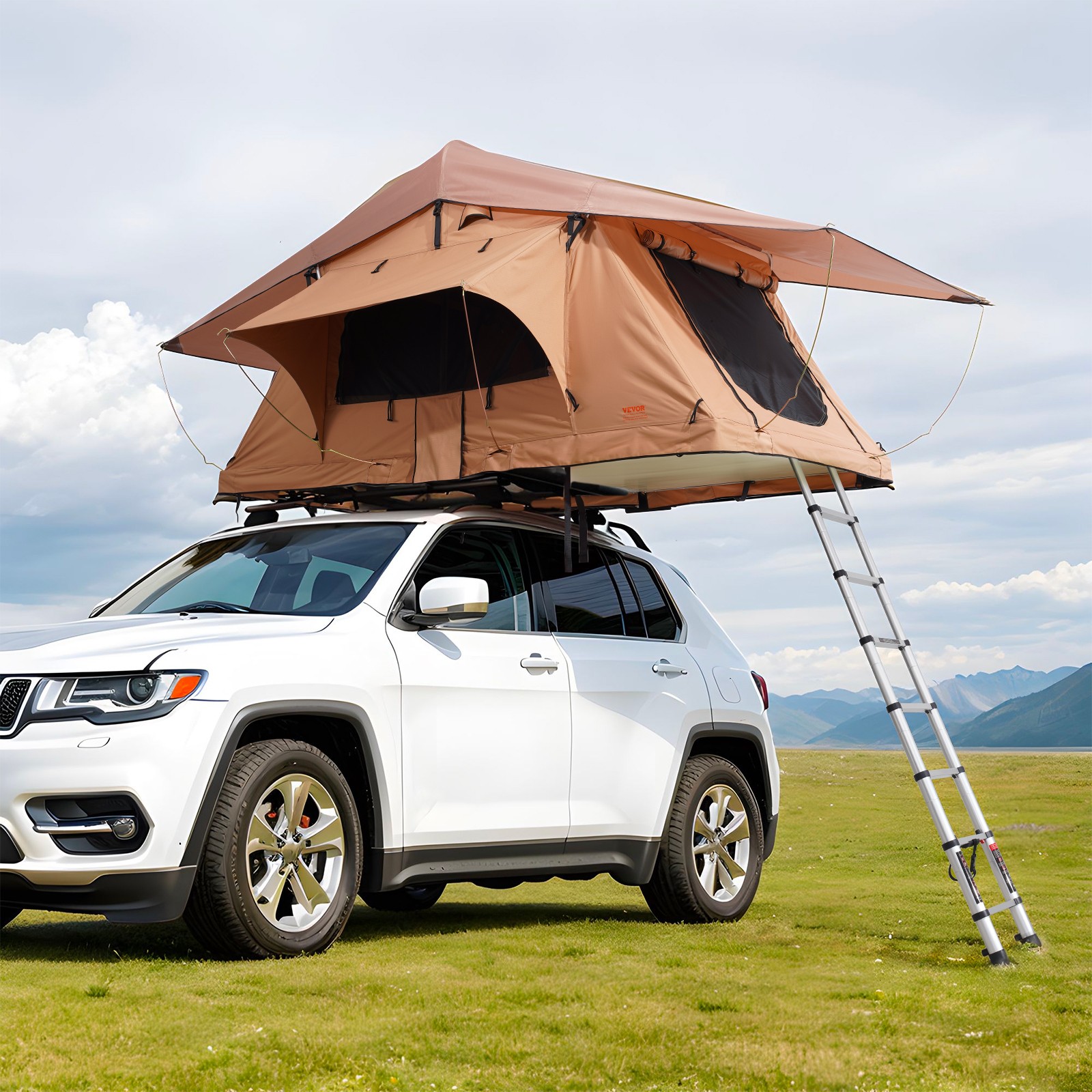 Uimoso Soft Shell RoofTop Tent w/ Ladder for 2-3 Person Waterproof for SUV&Truck