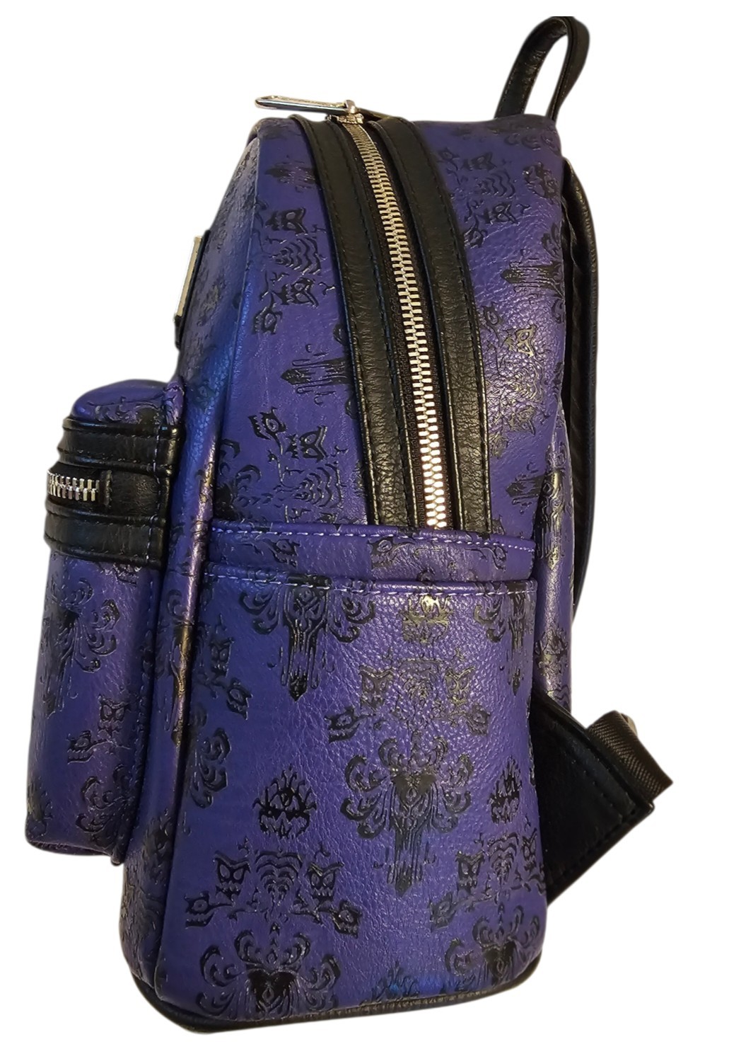 Loungefly Disney Parks Haunted Mansion Purple Wallpaper Mini Backpack ❤️ Logo