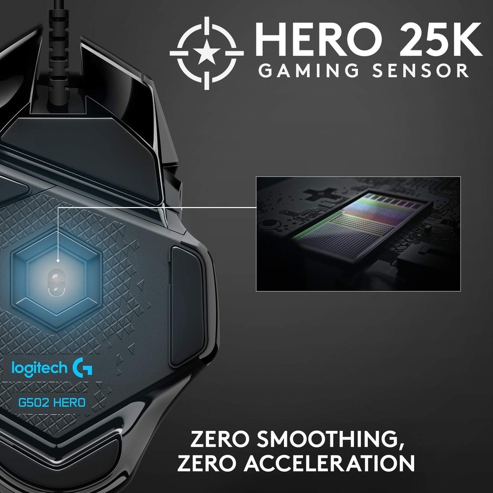 Logitech G502 Hero: High-Performance Wired Gaming Mouse with Touch Scroll & RGB