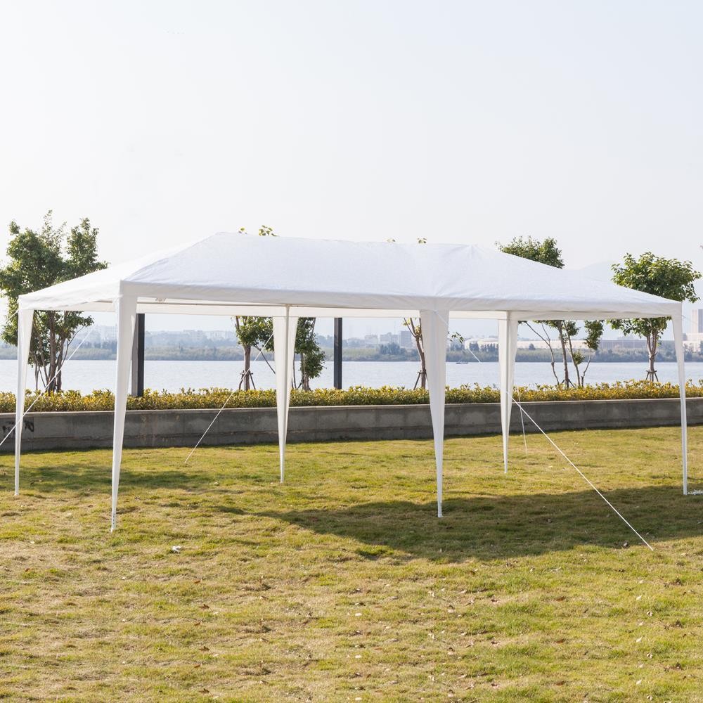 10x 20ft Party Canopy Tent PE Gazebo Wedding Canopy With 6 Removable Wall White