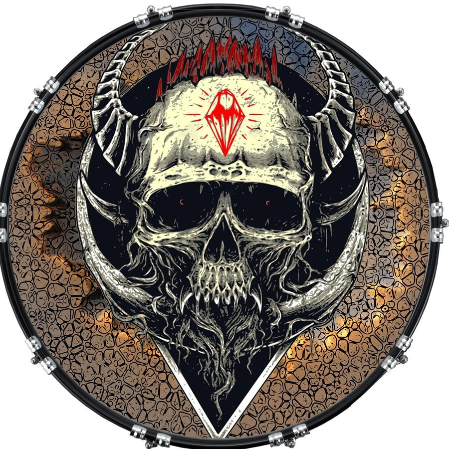 20" Custom Bass Kick Drum Front Head Graphic Graphical Skull Design
