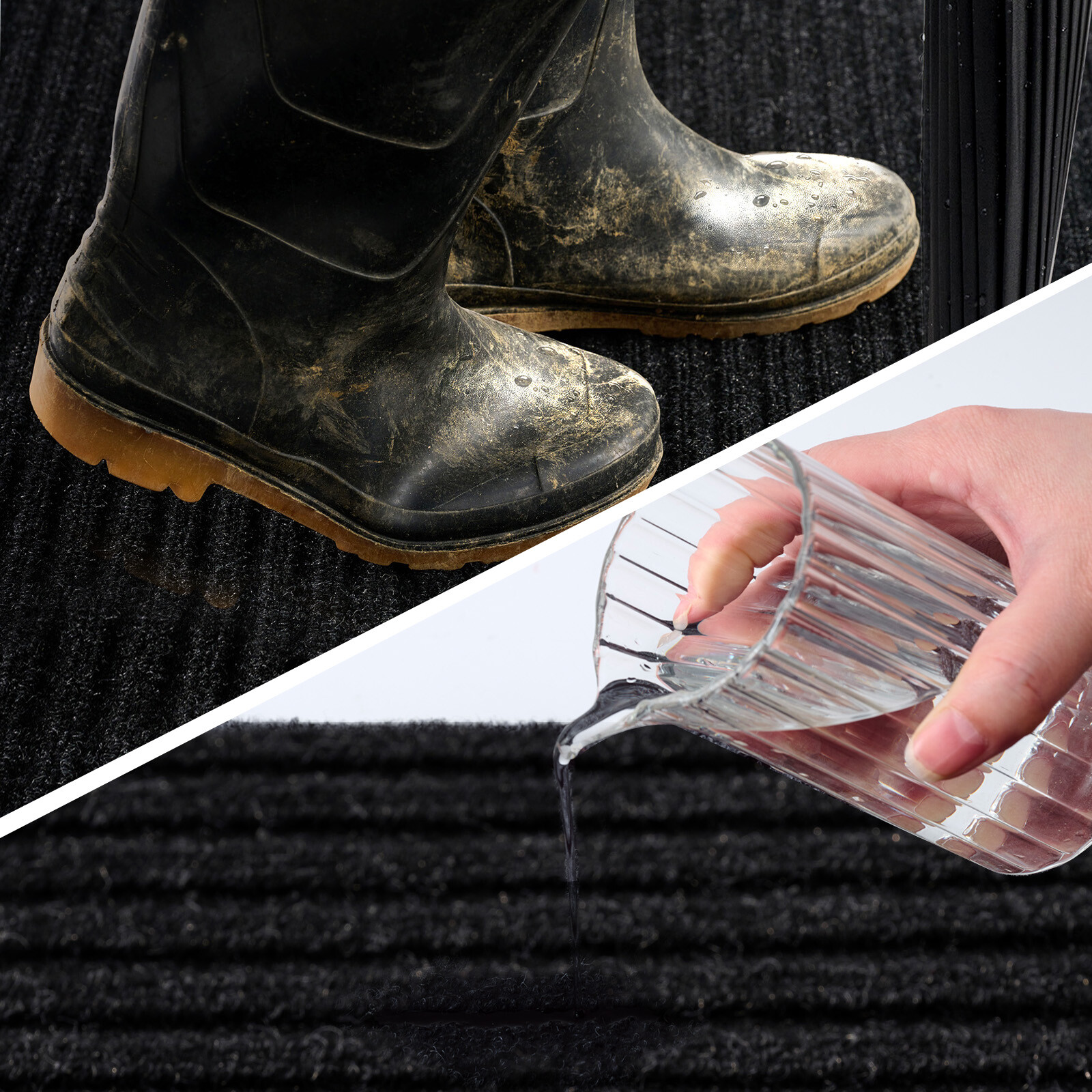 Runner Rug Hallway Non Slip Rubber Back Stripe Black Carpet Doormat Throw Rug