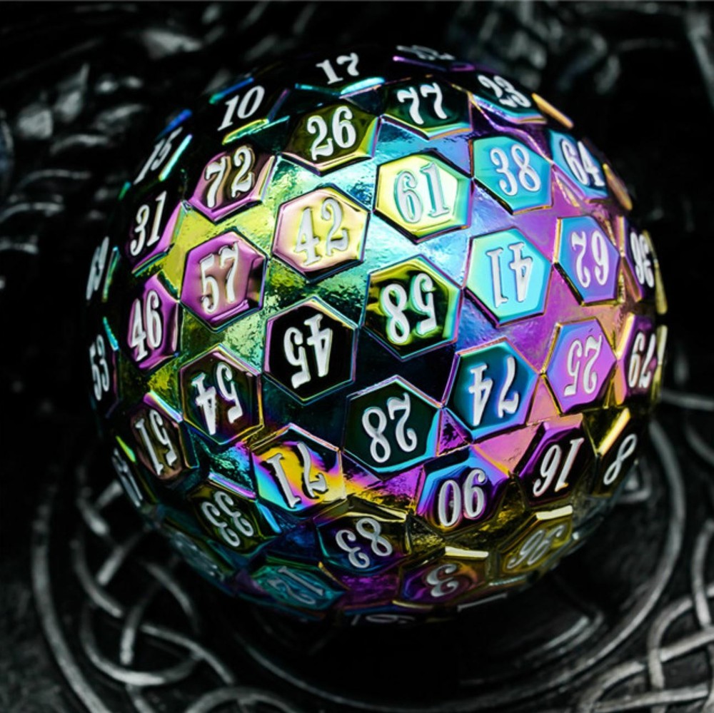 Rainbow Solid Metal d100 Poly RPG DnD Dungeons Dragons Pathfinder d20 AD&D B