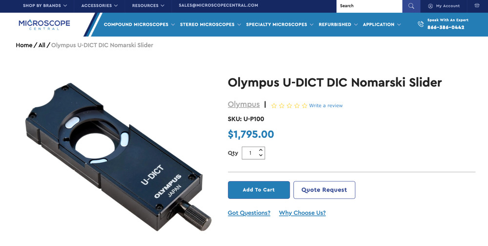 Olympus U-DICT Nomarski Slider + U-ANT Analyzer For DIC Microscope