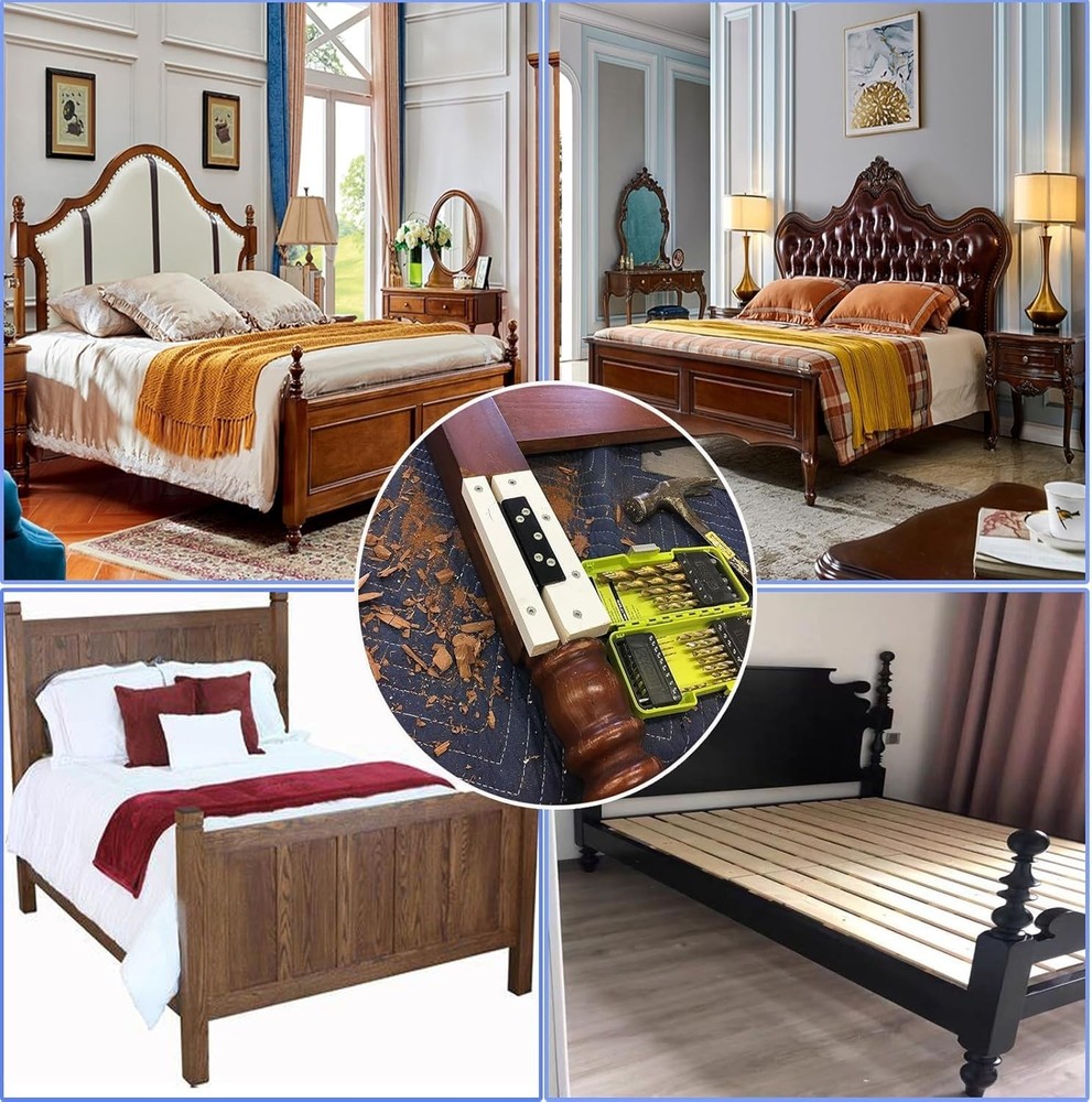 Bed Frame Hardware Bed Post Double Hook Slot Brackets Attachment Hardware, He...