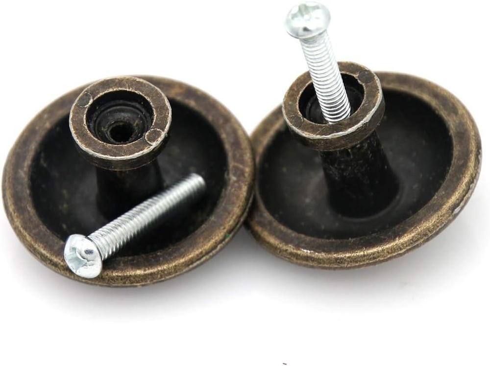 6 Pcs Vintage Antique Brass Knobs Handles Pulls with Flower Pattern For Cabinet