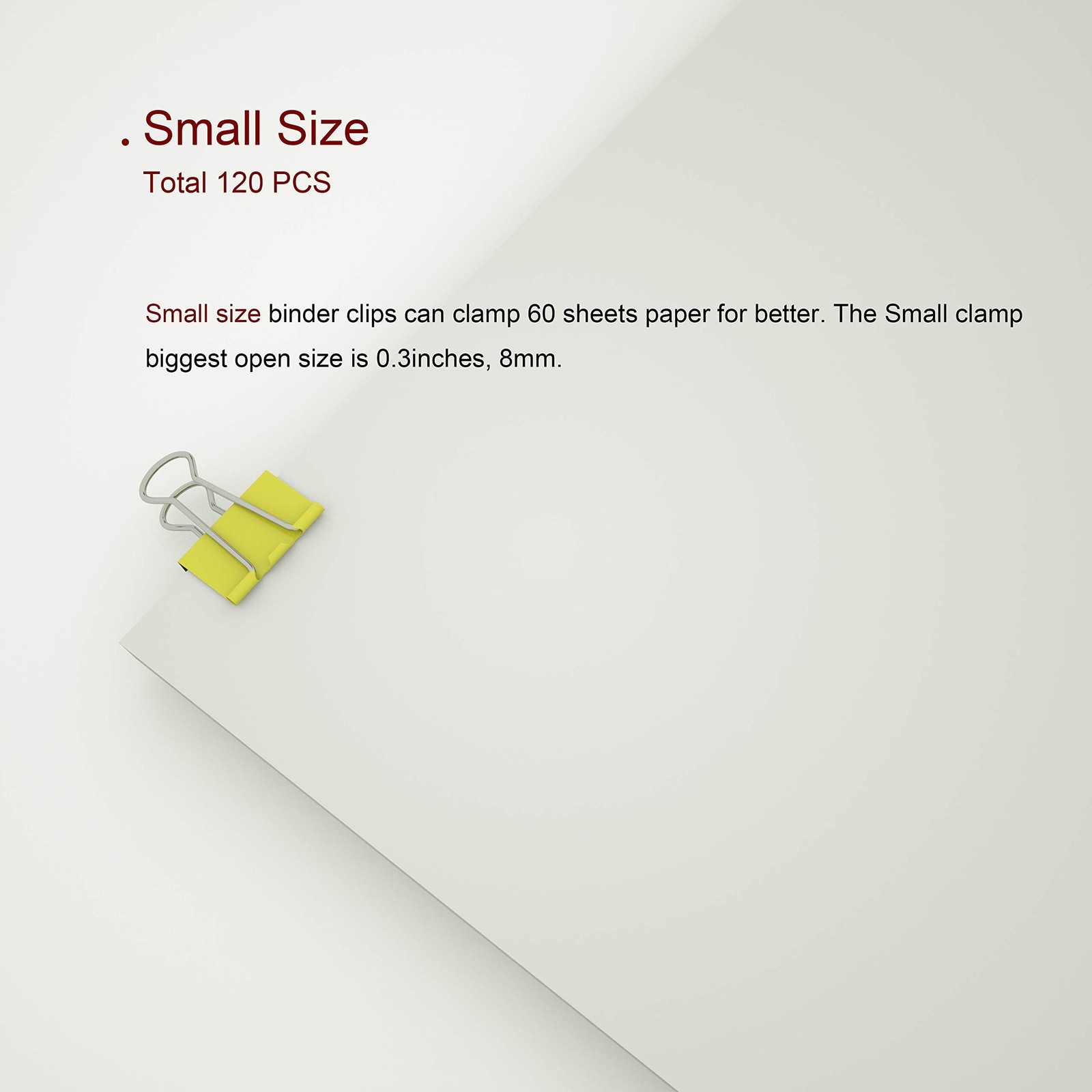 Binder Clips Small Metal Clamp - 3/4 in (0.75 inch)(Small, Yellow, 120 Count)