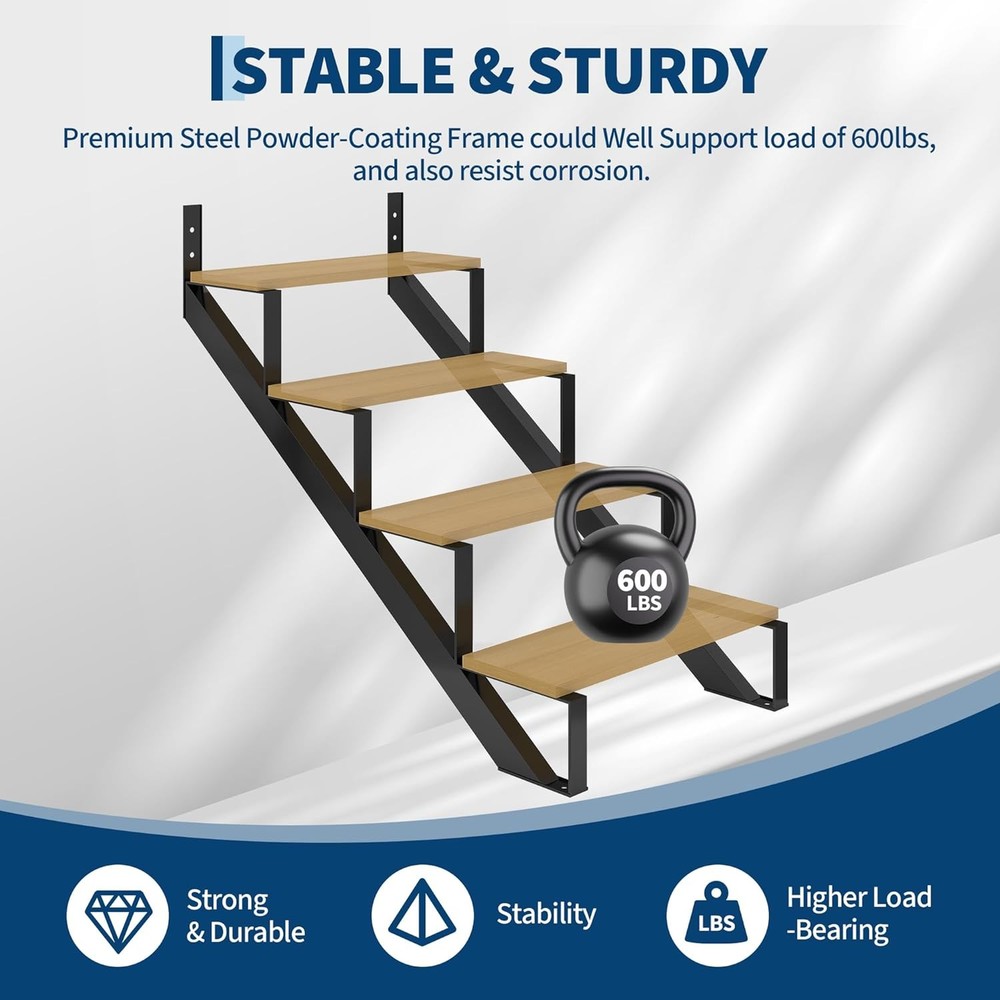 Stair Step Riser Metal Stair Stringer with Reinforcing Support Leg 2 Pack 4 Step