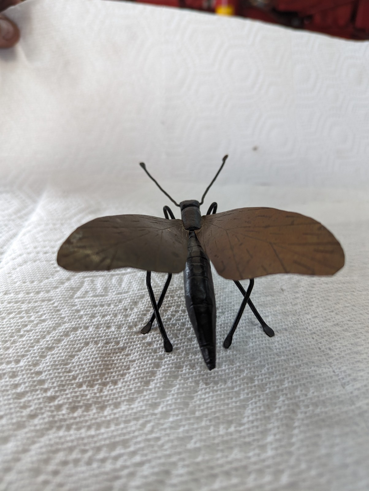 Japanese Okimono Vintage Brass Iron Insect Sculpture Bee 5"