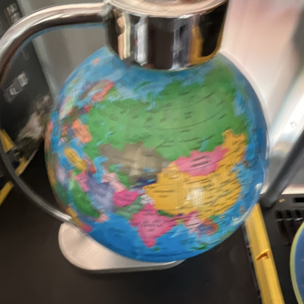 Modern Multicolor Rotating Tabletop Globe Silver Base Glossy Medium