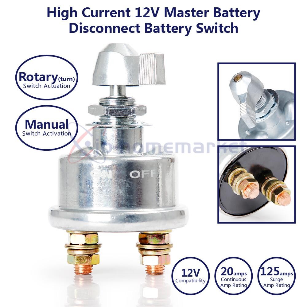12V Master Battery Disconnect Switch 2 post SPST Kill Cut-Off Nascar Marine ATV