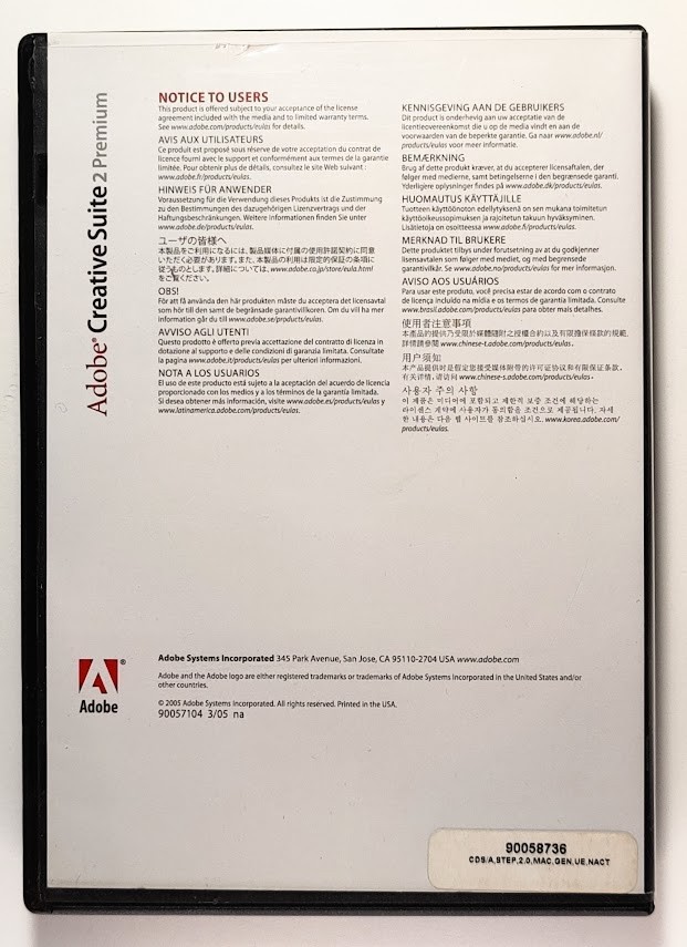 Adobe Creative Suite 2 Premium CS2 Mac DVD Set with Serial Code