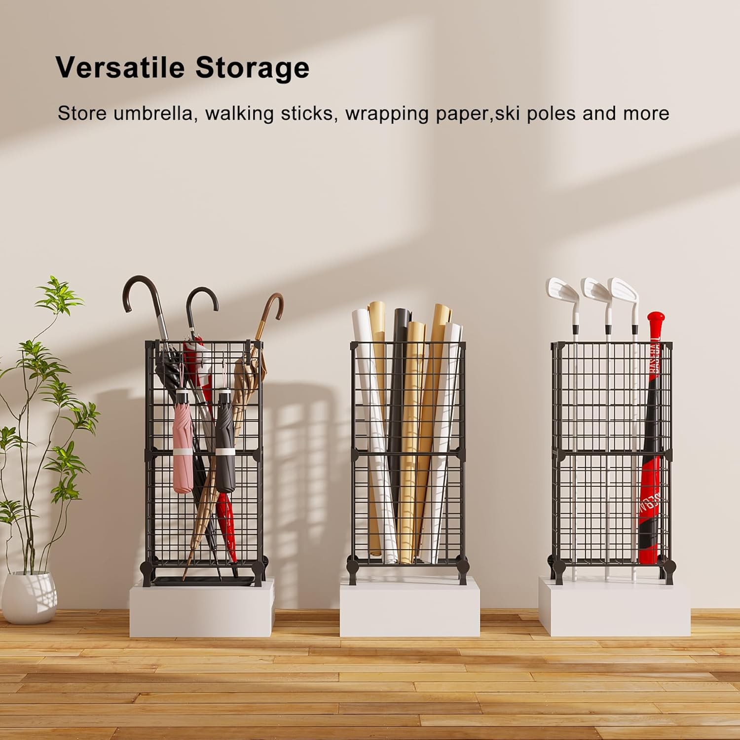 AWTATOS Umbrella Holder Entryway, Umbrella Stand Freestanding, Metal Square Umbr