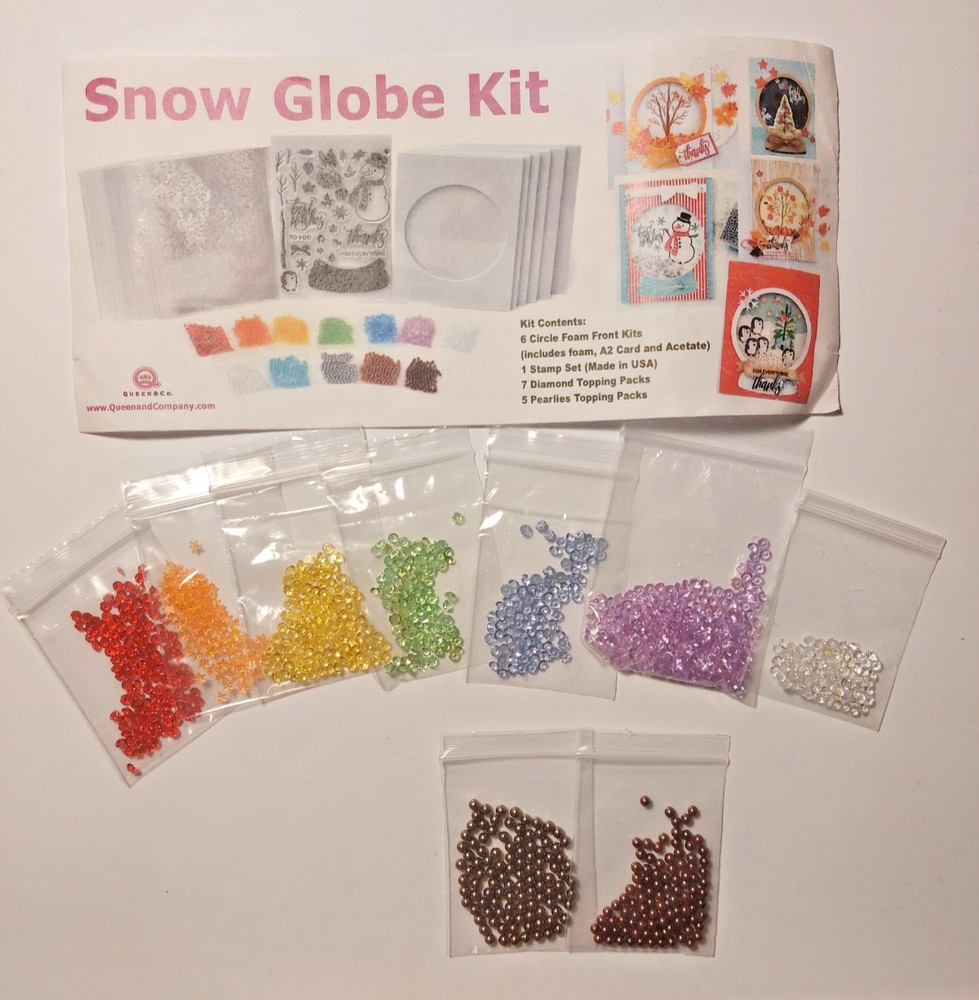 Queen & Co Snow Globe Kit RARE Complete + Twine/Thread & Extra Diamonds Sequins