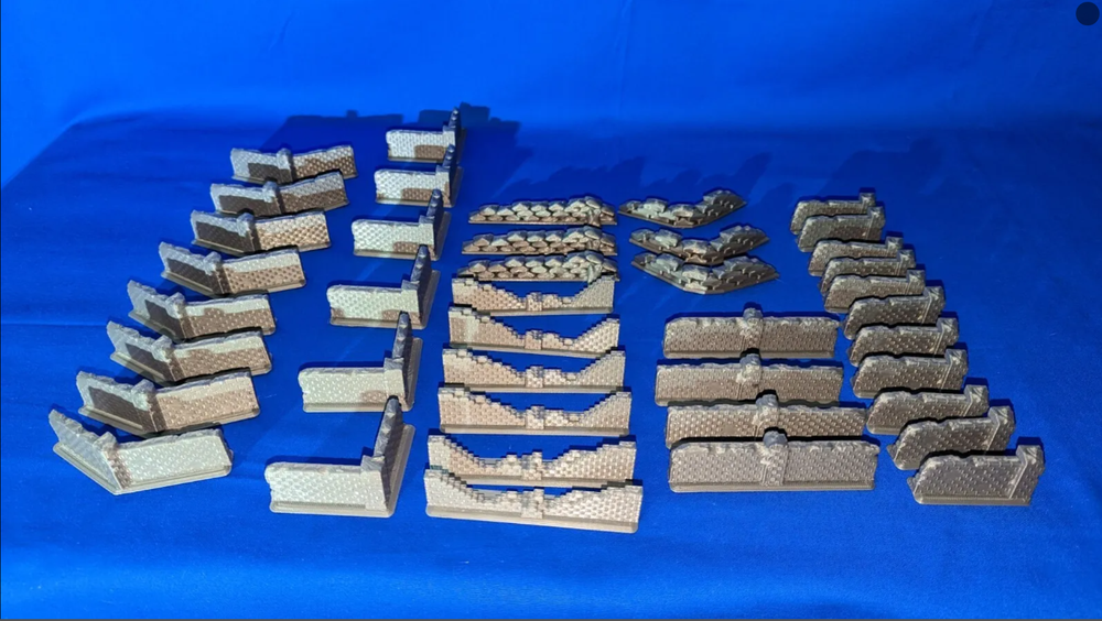 41 Wall Scatter Terrain Pieces - 3d printed - Grey