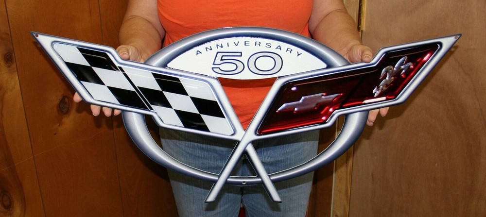 Corvette C5 50th Anniversary Steel Sign