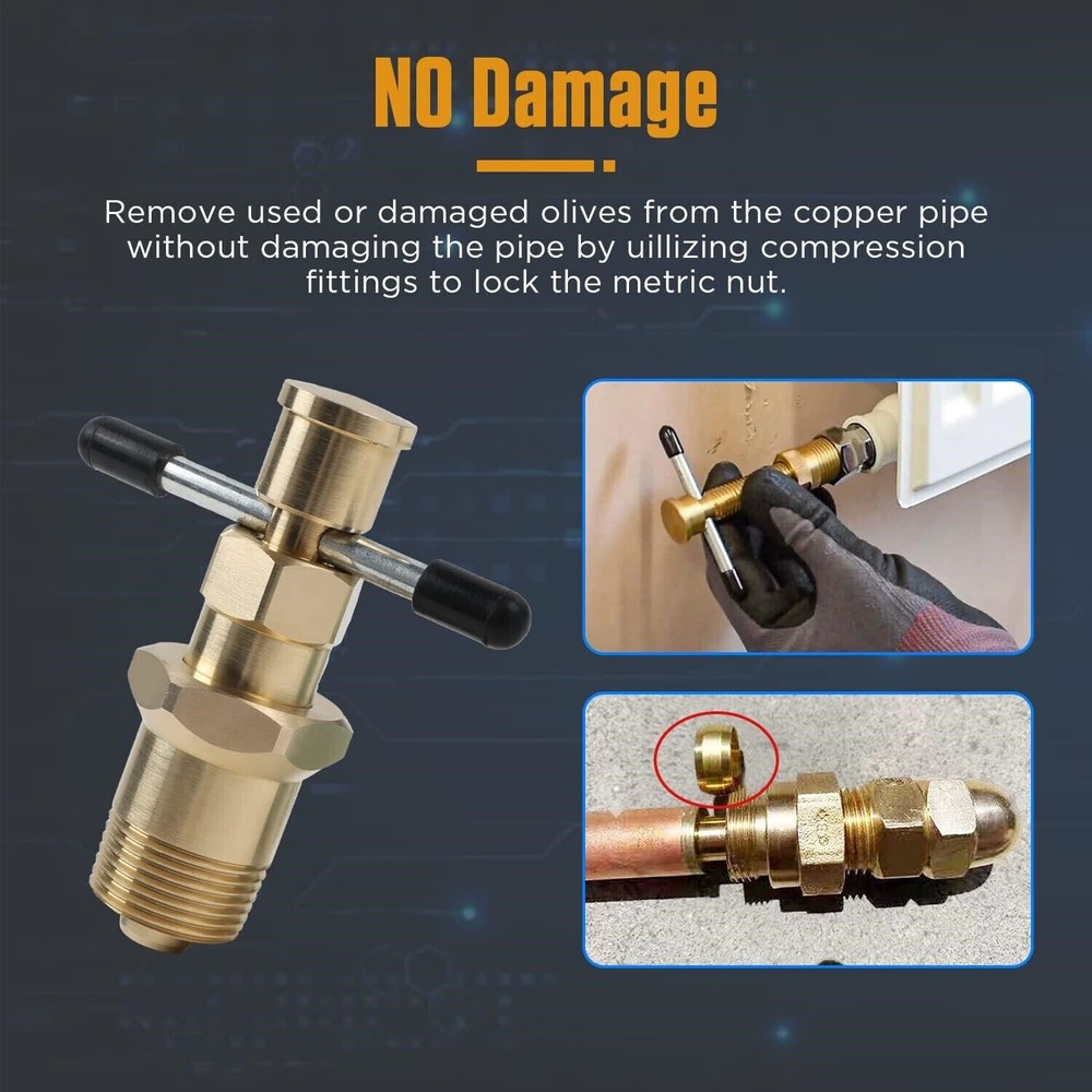 Olive Puller & Ferrule Remover Tool for NPT 1/2'' & 3/4'' Brass Pipes Extractor