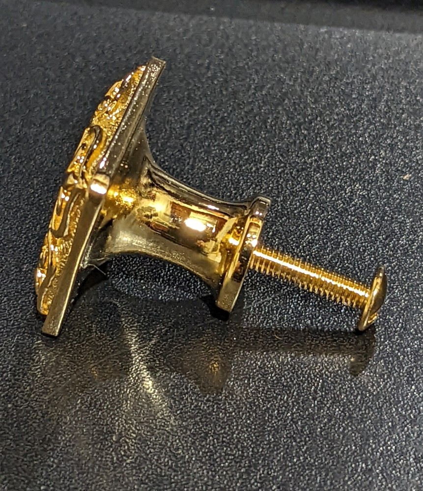 4 GOLD HEAVY PEWTER VICENZA FLEUR DE LIS KNOBS - DRAWER CABINET KNOB PULL PULLS